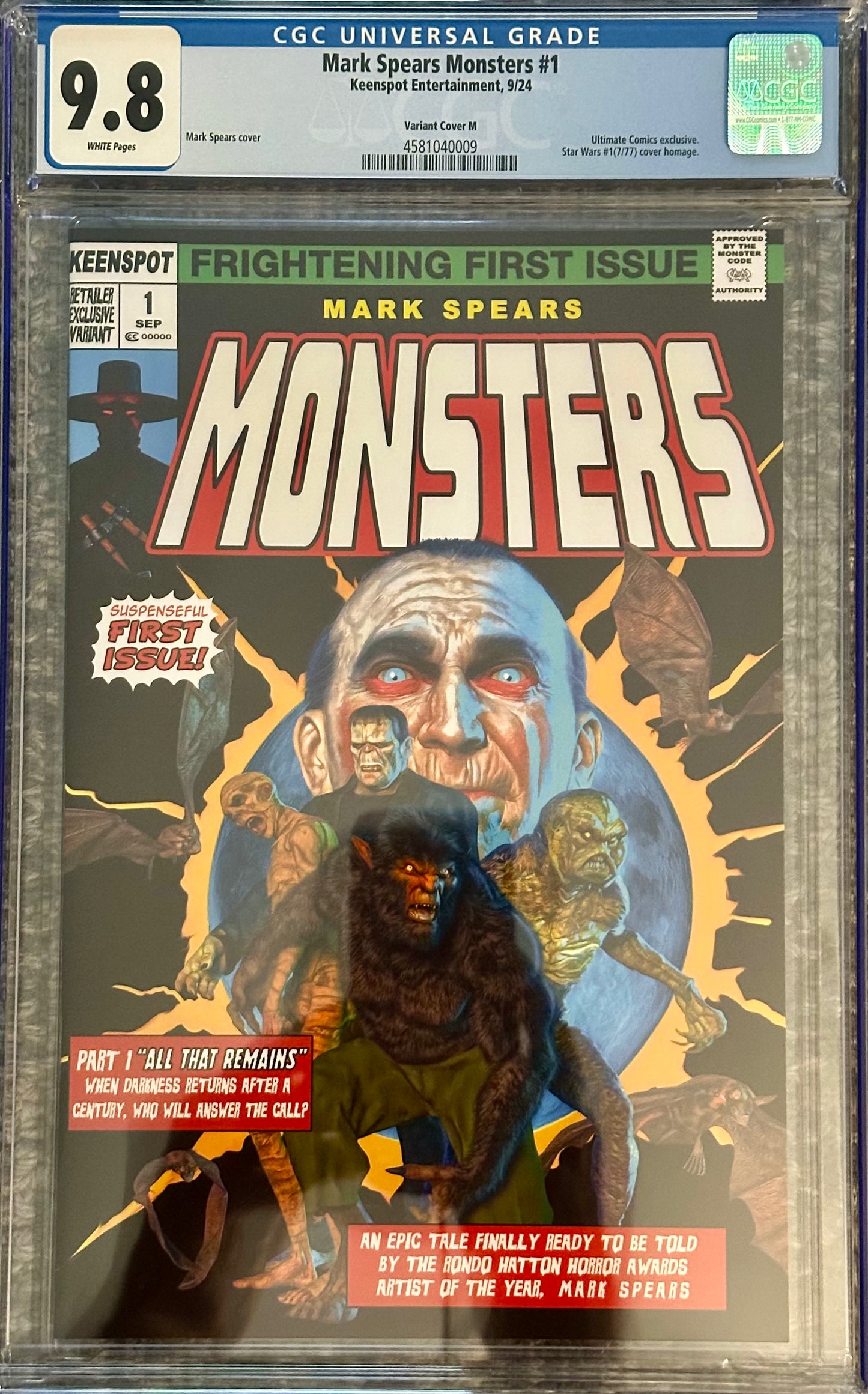 Mark Spears Monsters #1 - CGC 9.8 - Star Wars Homage Cover M