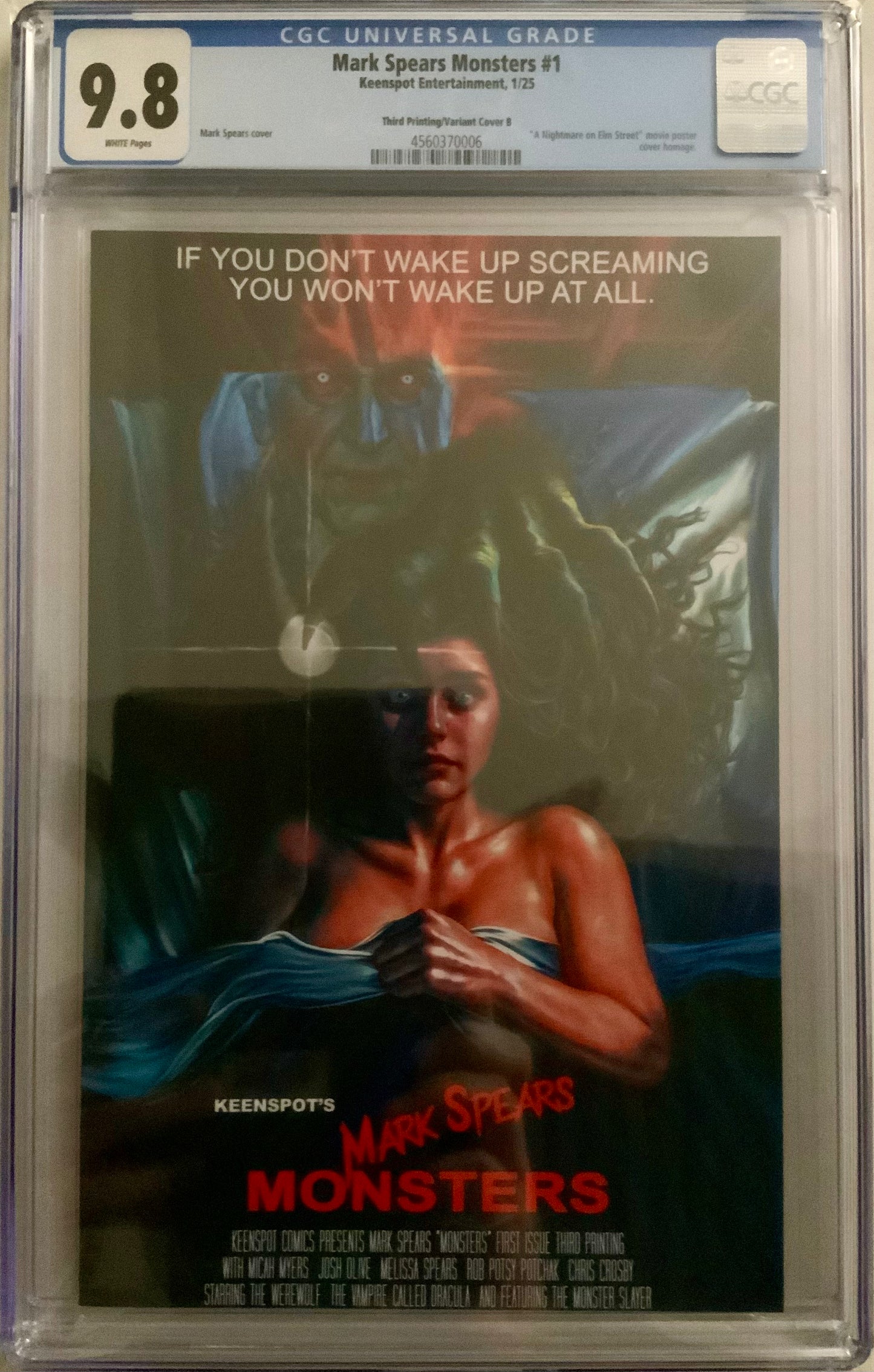 Mark Spears Monsters #1 - Third Printing Cover B (Nightmare on Elm Street Movie Poster Homage) - CGC 9.8
