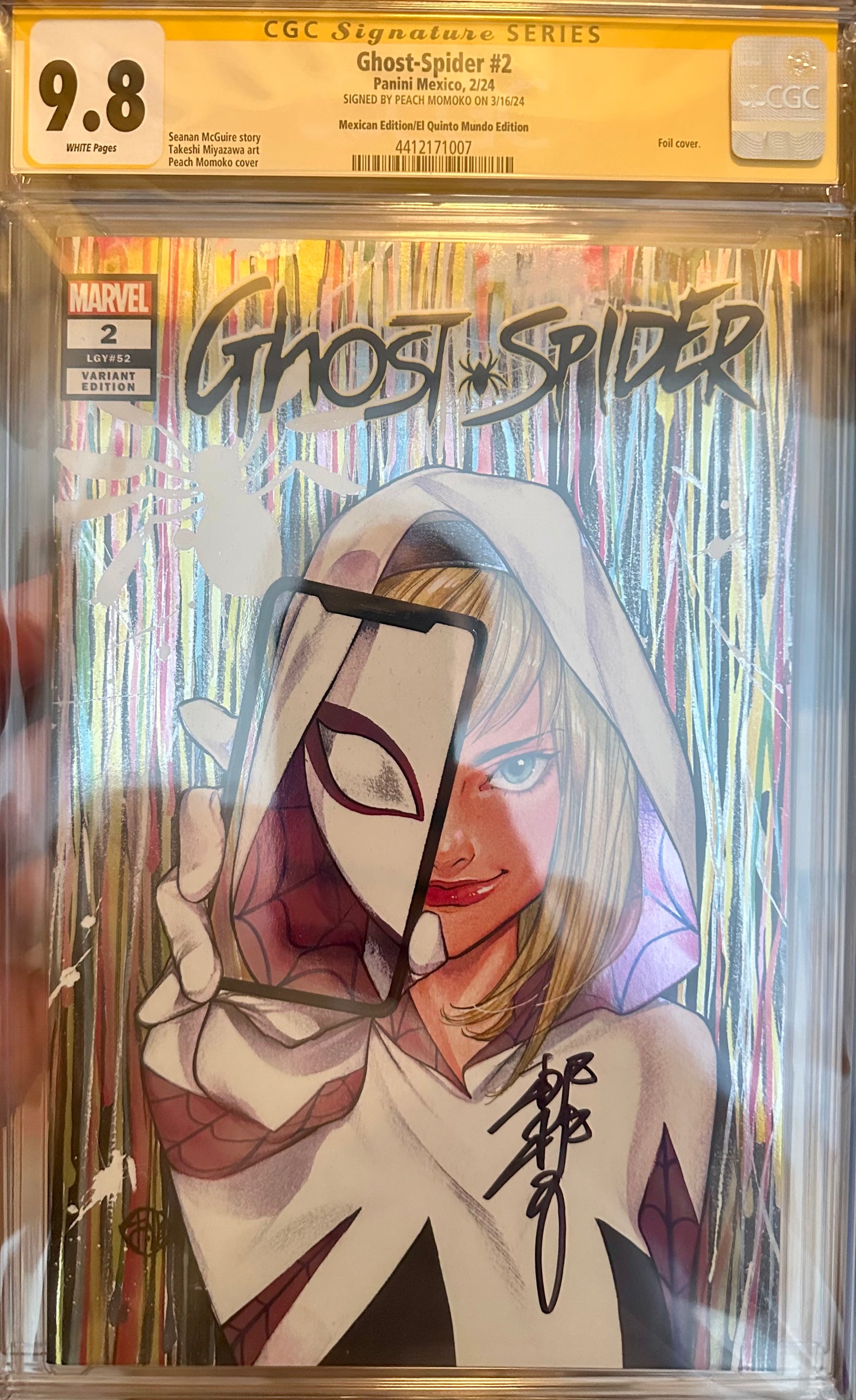 Ghost-Spider #2 - La Mole Mexican Foil Edition - CGC SS 9.8 Signed by Peach Momoko