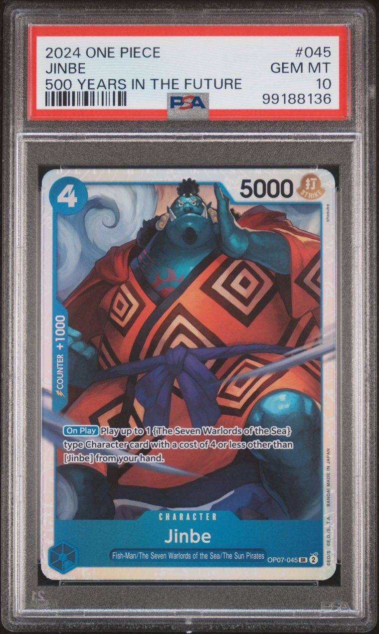 One Piece TCG 500 Years in the Future OP-07 #045 SR Jinbe PSA 10 GEM M Philly Cards & Comics One Piece TCG 500 Years in the Future OP-07 #045 SR Jinbe PSA 10 GEM M Philly Cards & Comics