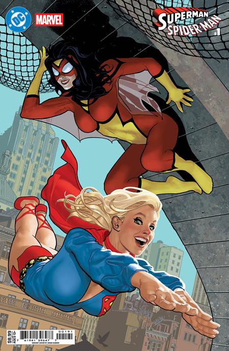 DC MARVEL SUPERMAN SPIDER-MAN #1 (ONE SHOT) CVR I ADAM HUGHES SUPERGIRL 70S & SPIDER-WOMAN 70S CARD STOCK VARIANT