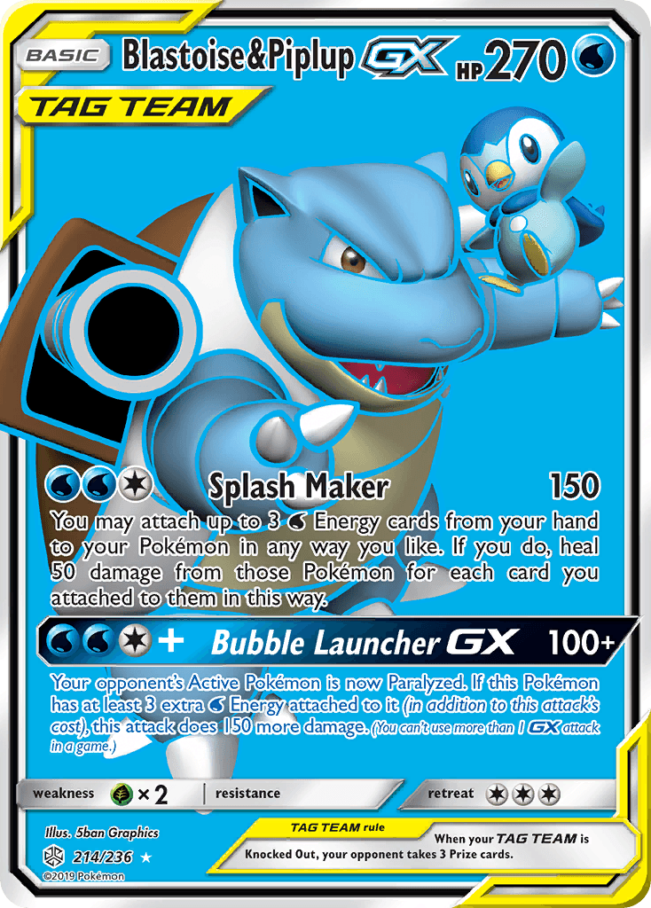 Blastoise & Piplup GX (214/236) [Sun & Moon: Cosmic Eclipse]