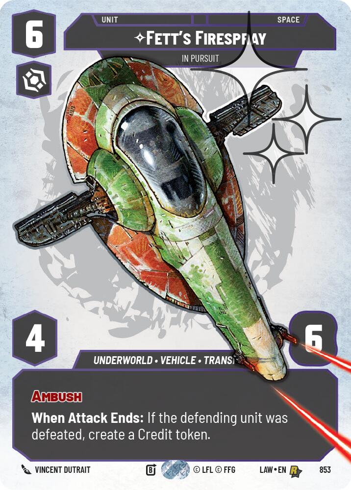 Fett's Firespray - In Pursuit (Prestige Foil) (853) (853) [A Lawless Time]