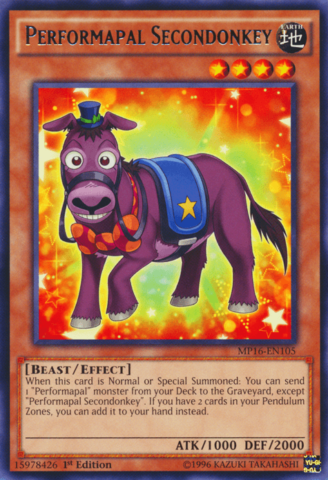 Performapal Secondonkey [MP16-EN105] Rare