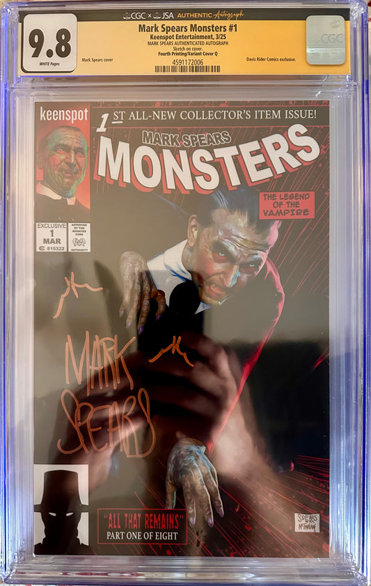 Mark Spears Monsters #1 - 4th Printing - McFarlane Homage Red C2E2 Cover Q - CGC SS 9.8 - Signed and Remarked by Mark Spears