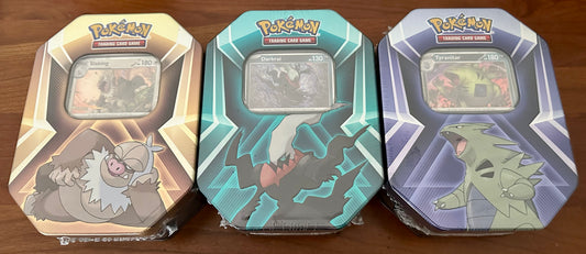 Pokemon Triple Whammy Sealed Tin Set - Slaking, Darkrai, Tyranitar