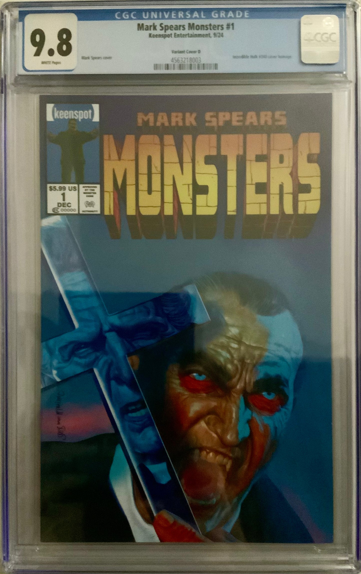 Mark Spears Monsters #1 - Cover D (Incredible Hulk #340 Homage) - CGC 9.8