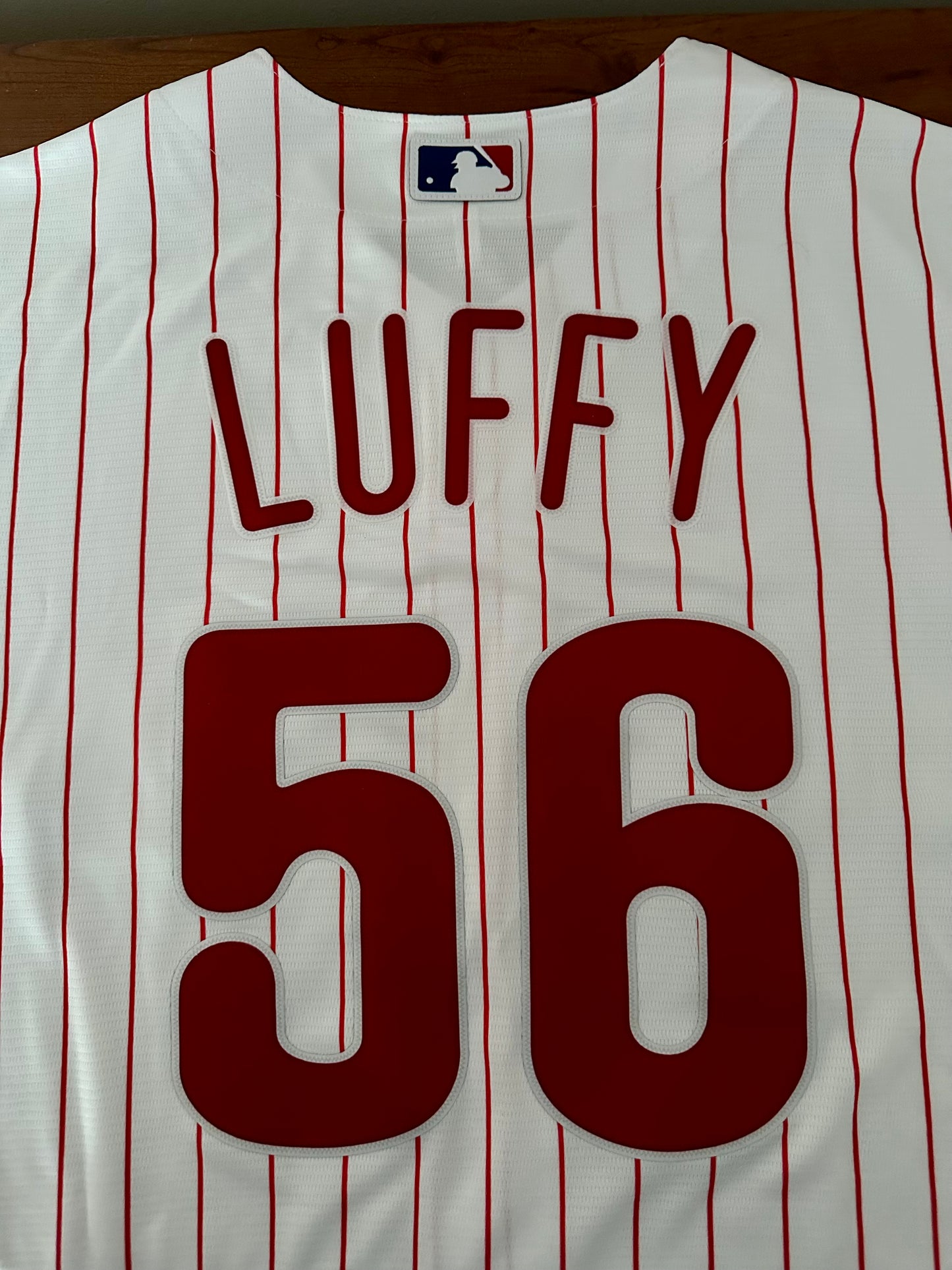 MLB Phillies x One Piece Customized Replica Home White Jersey - LUFFY #56 - Large