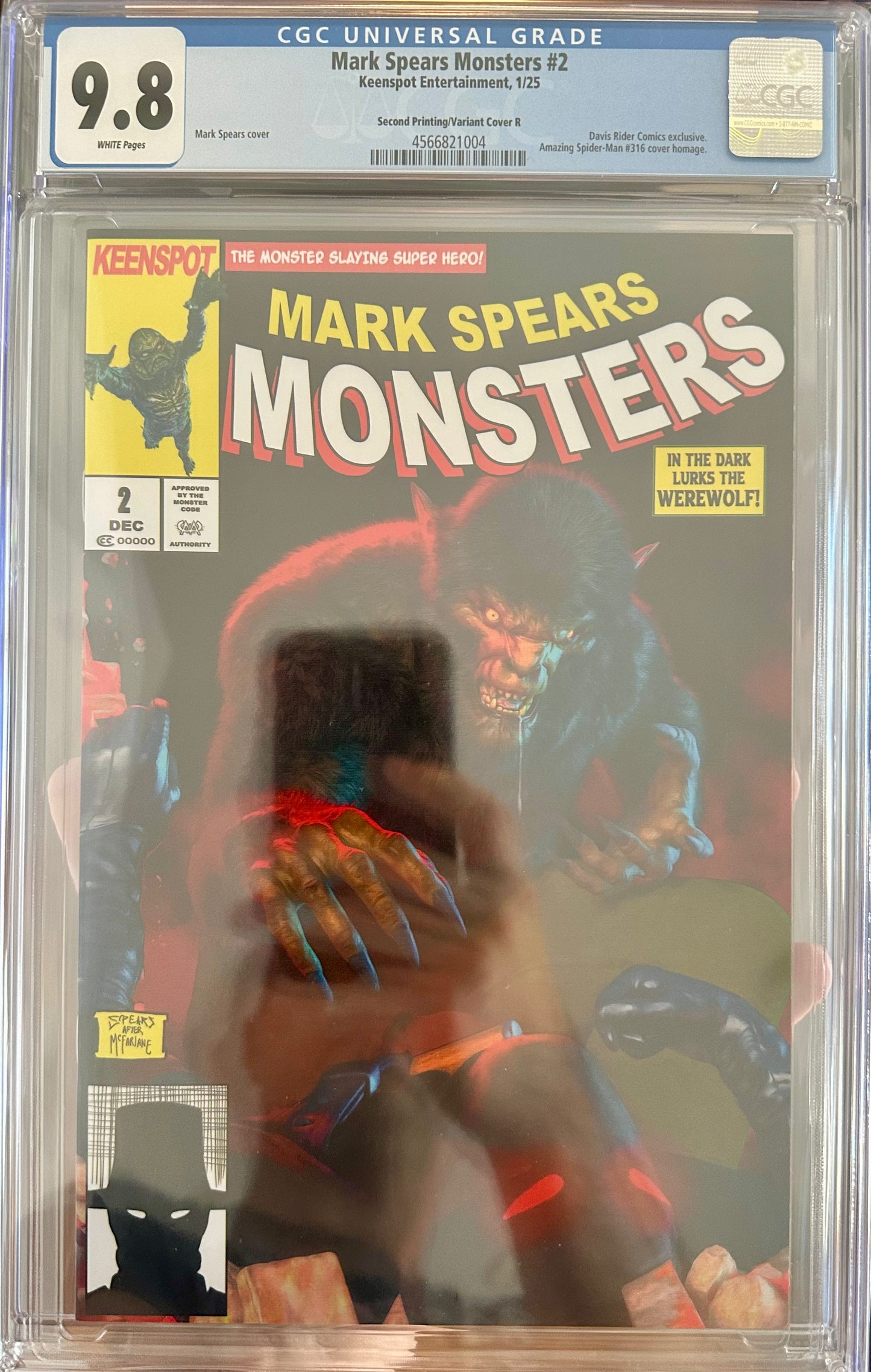 Mark Spears Monsters #2 - 2nd Printing - Cover R (Davis Rider ASM #316 Homage Megacon Exclusive) - CGC 9.8