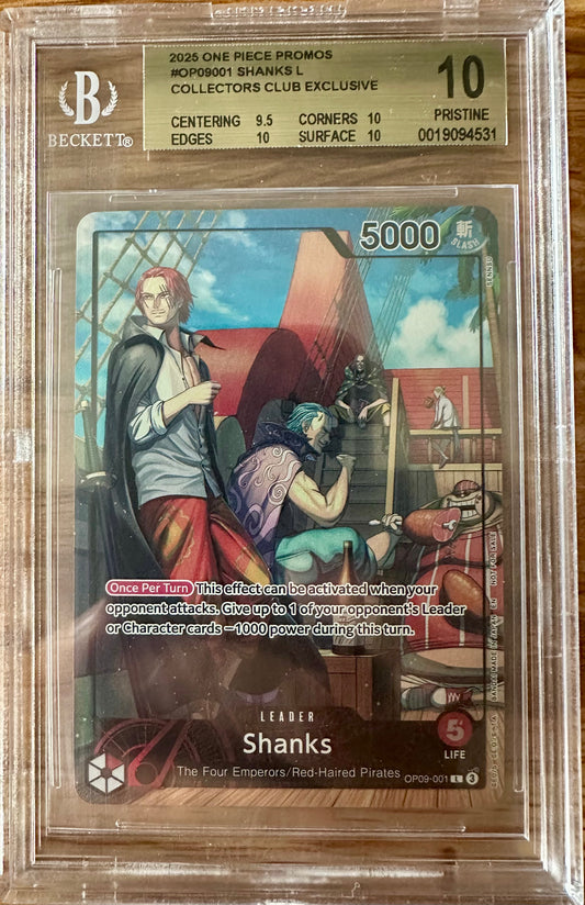 One Piece - Shanks OP09001 - 2025 PSA Collector’s Club Promo - BGS 10 Pristine