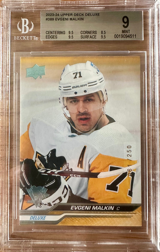 2023-24 Upper Deck - Evgeni Malkin #389 - Deluxe 061/250 - BGS 9 MT