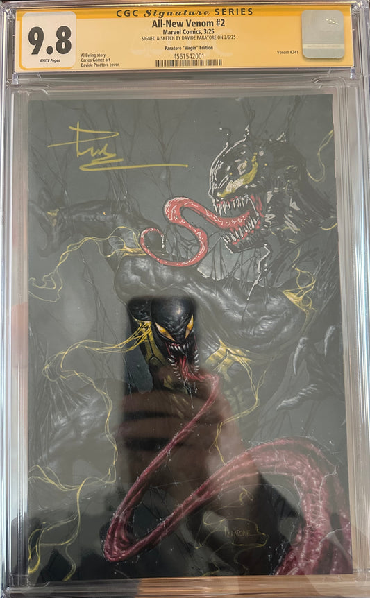 All New Venom #2 Marvel - 1:100 Virgin Variant - CGC SS 9.8 with Davide Paratore Remarque