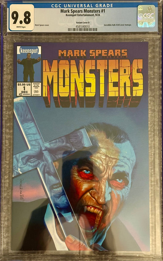 Mark Spears Monsters #1 - CGC 9.8 - Cover D - Incredible Hulk #340 Homage
