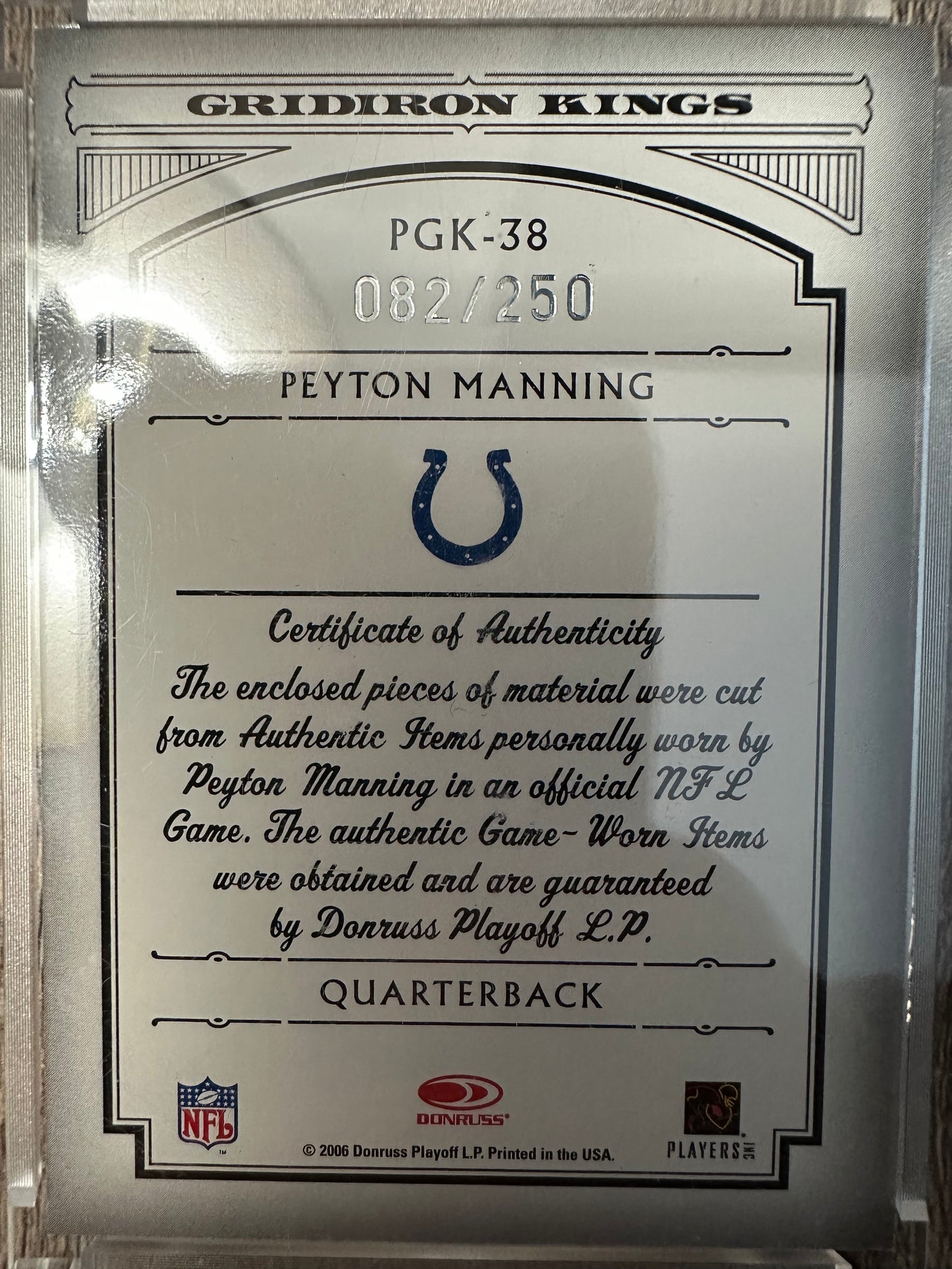 2006 Donruss Gridiron Kings Football - Peyton Manning /250