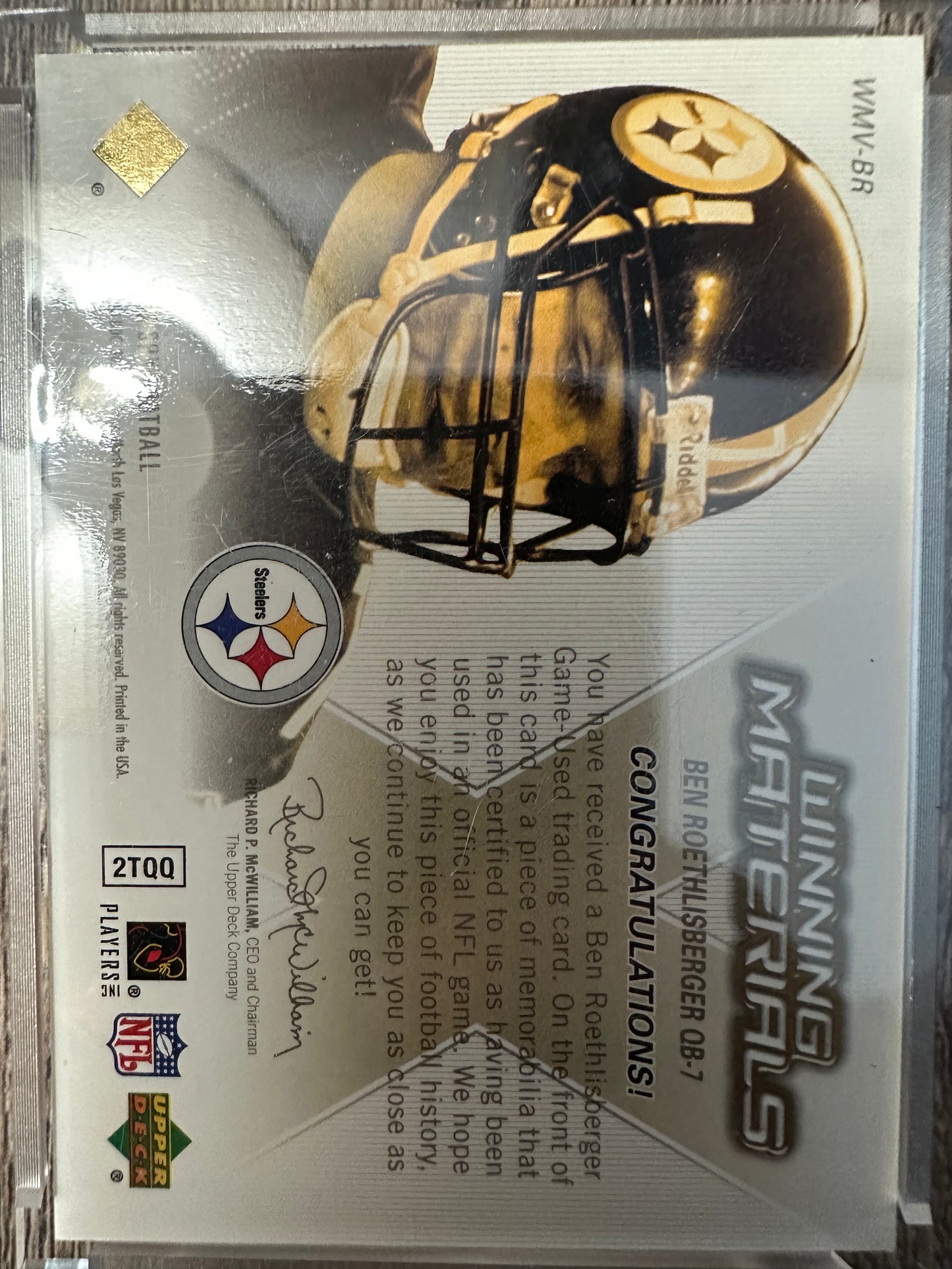 2006 Upper Deck SPx Football Winning Materials - Ben Roethlisberger