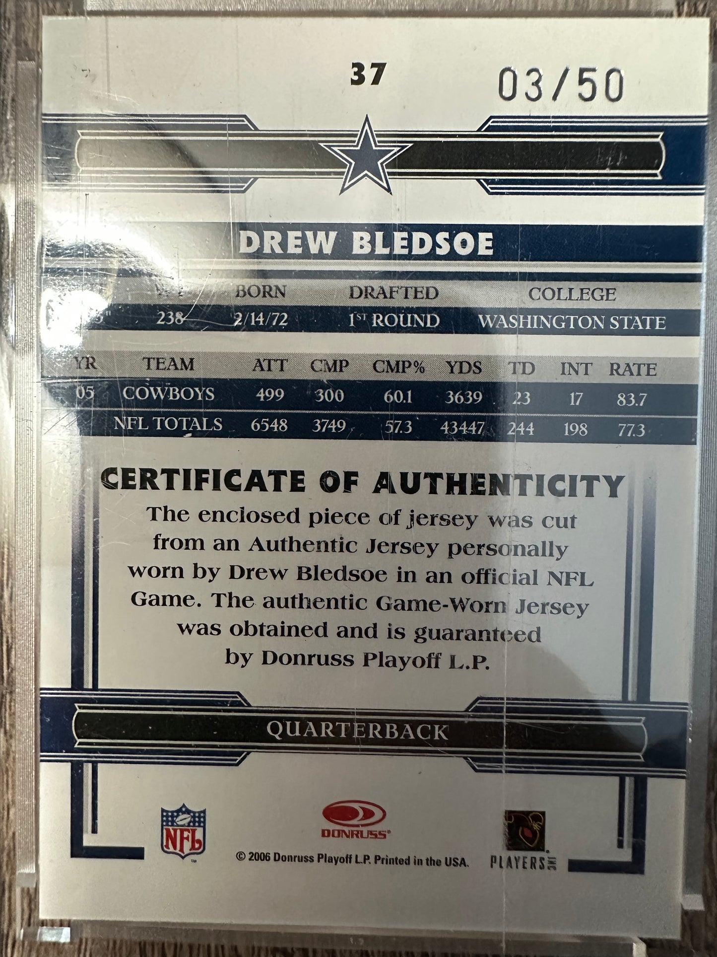 2006 Donruss Threads Football - Drew Bledsoe /50
