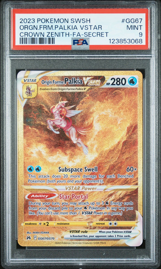 2023 Pokemon Crown Zenith - Origin Forme Palkia VStar #GG67 Secret Rare - PSA 9
