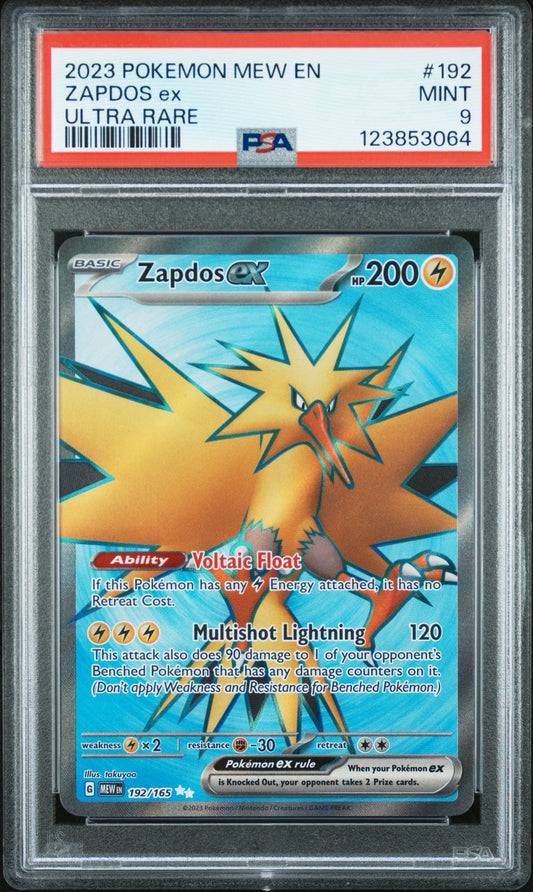 2023 Pokemon 151 Zapdos EX Ultra Rare #192 - PSA 9