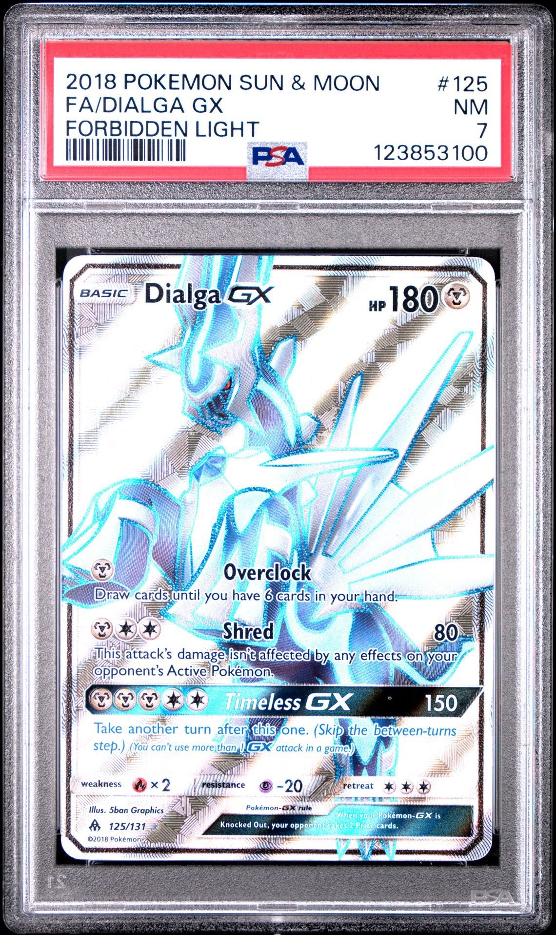 2018 Pokemon Sun & Moon Dialga GX Forbidden Light #125 - PSA 7