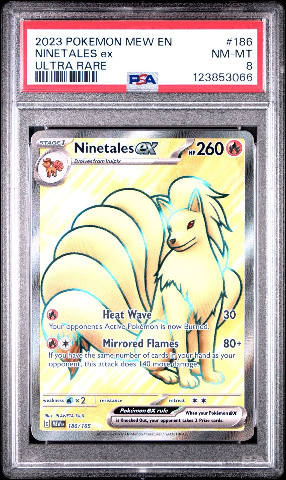 2023 Pokemon 151 Ninetales EX Ultra Rare #186 - PSA 8