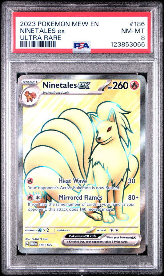 2023 Pokemon 151 Ninetales EX Ultra Rare #186 - PSA 8