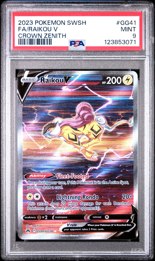 2023 Pokemon SWSH Crown Zenith Full Art Raikou V #GG41 - PSA 9