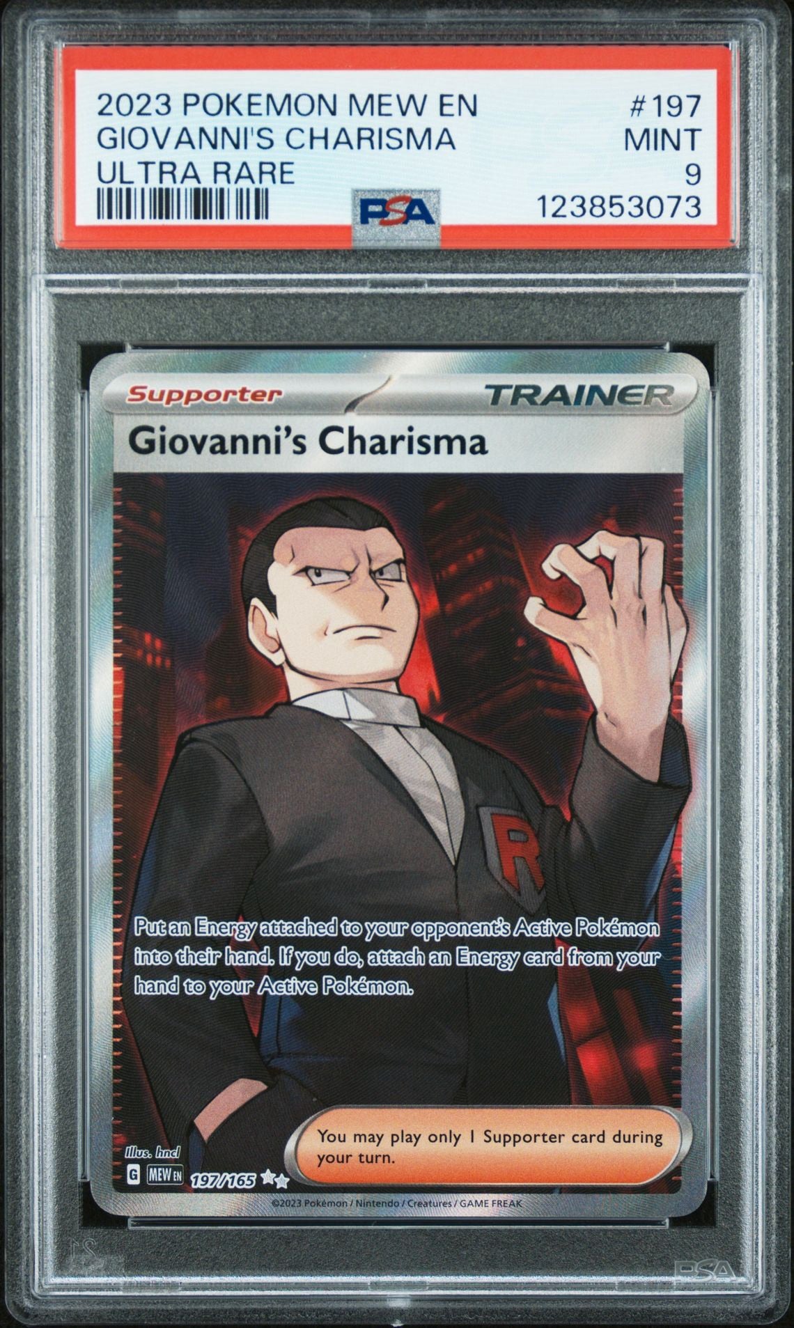 2023 Pokemon 151 Giovanni’s Charisma Ultra Rare #197 - PSA 9