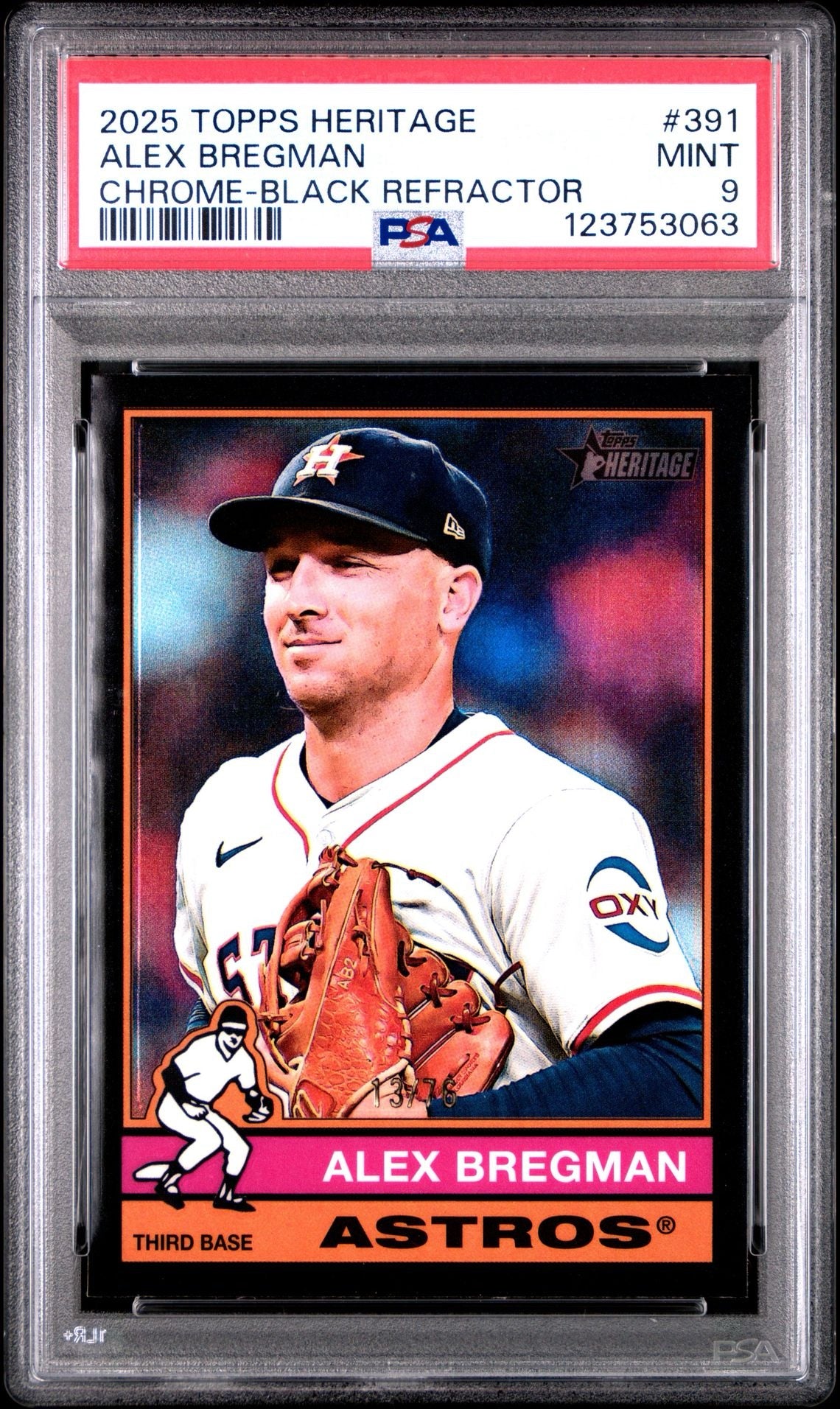 2025 Topps Heritage - Alex Bregman Chrome Black Refractor #391 - 13/76 - PSA 9
