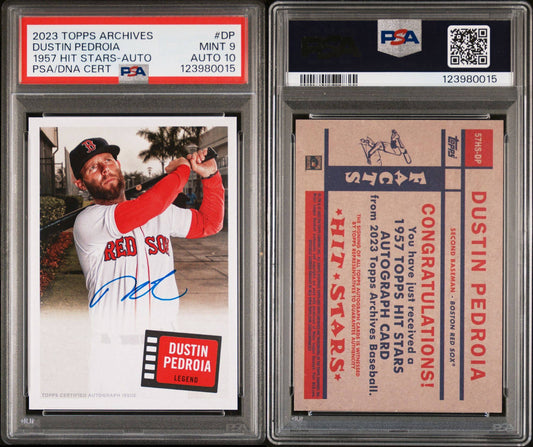 2023 Topps Archives - 1957 Topps Hit Stars Autograph - Dustin Pedroia - PSA 9 / Auto 10