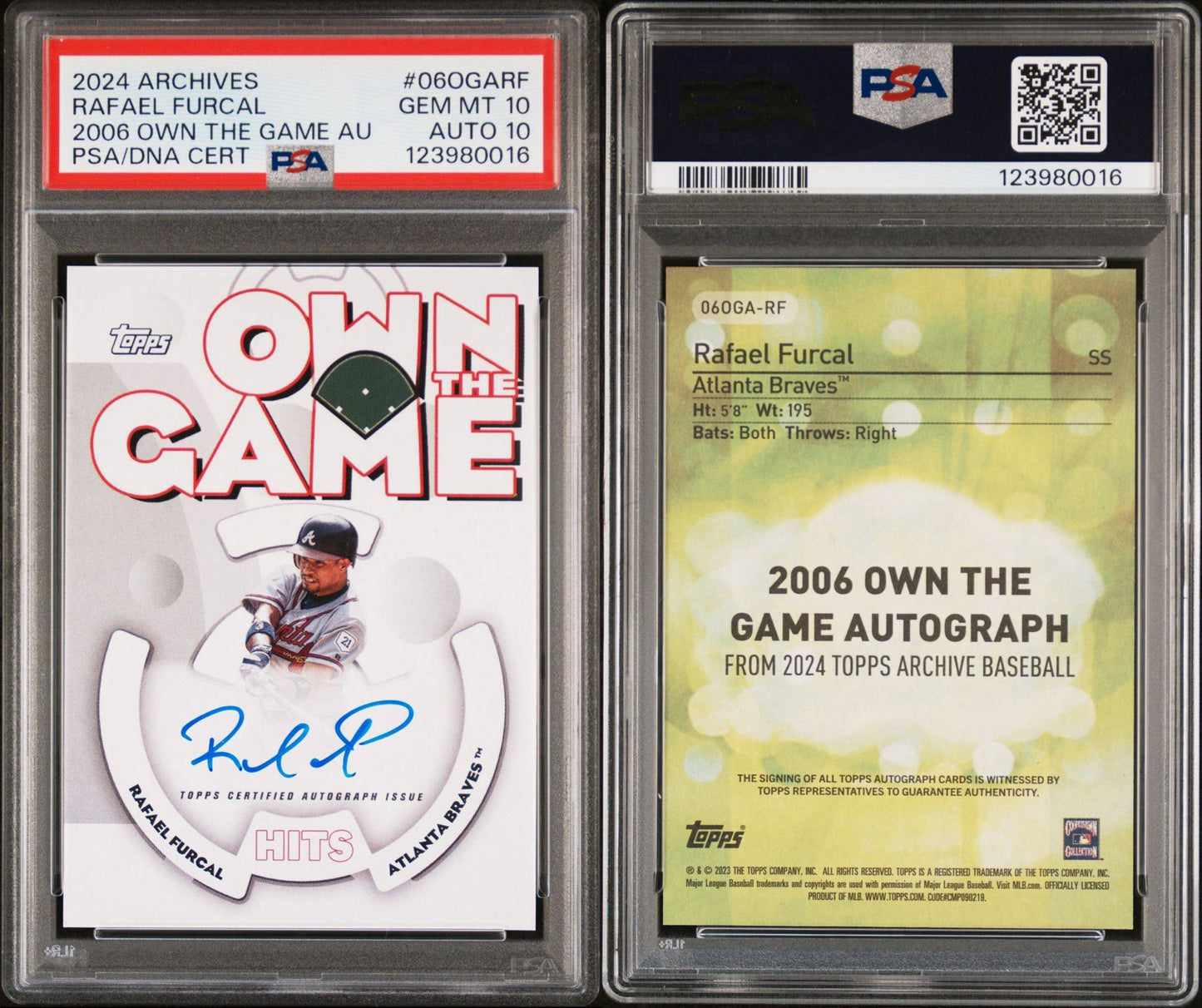 2024 Topps Archives - 2006 Own the Game Auto - #06OGA-RF - Rafael Furcal - GEM MT 10 / Auto 10