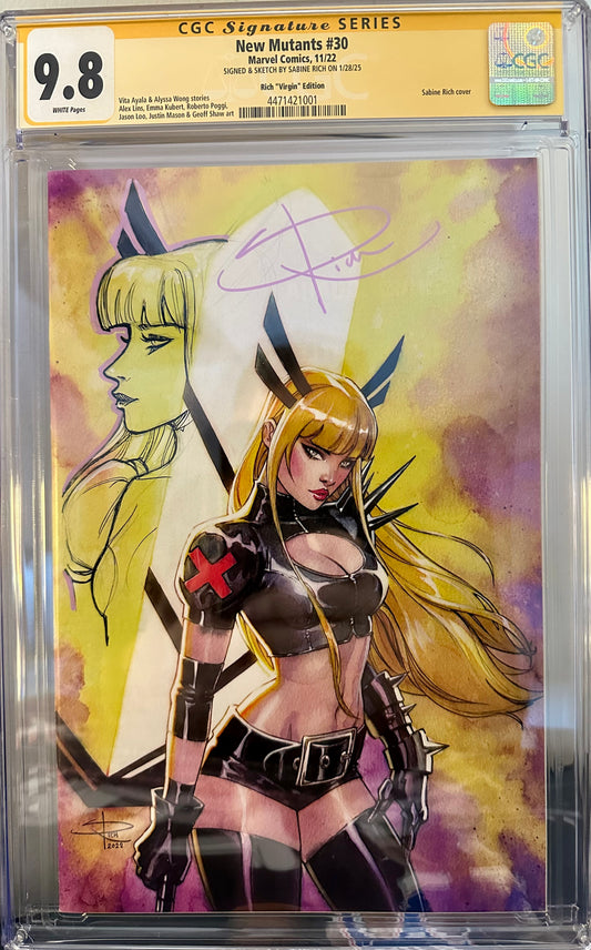 New Mutants #30 CGC 9.8 SS - Signed and Remarqued by Sabine Rich
