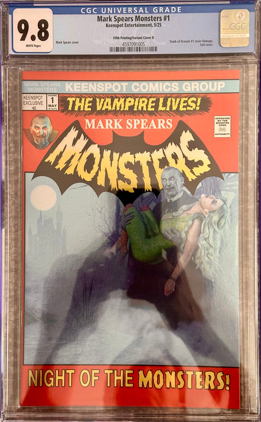 Mark Spears Monsters #1 - 5th Print HOLOFOIL Cover D - Tomb of Dracula #1 Homage - CGC 9.8