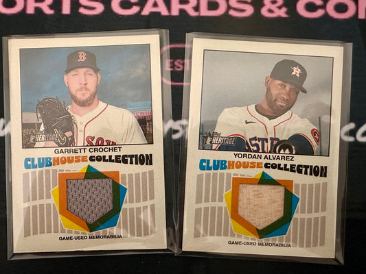 2026 Topps Heritage Baseball - Garret Crochet (see pics) and Yordan Alvarez - Game-Used Memorabilia Relic Set