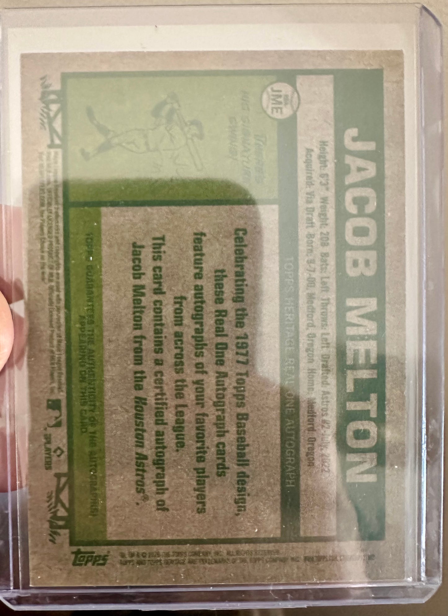 2026 Topps Heritage Baseball - Jacob Melton #JME Astros RC - Real One Autograph