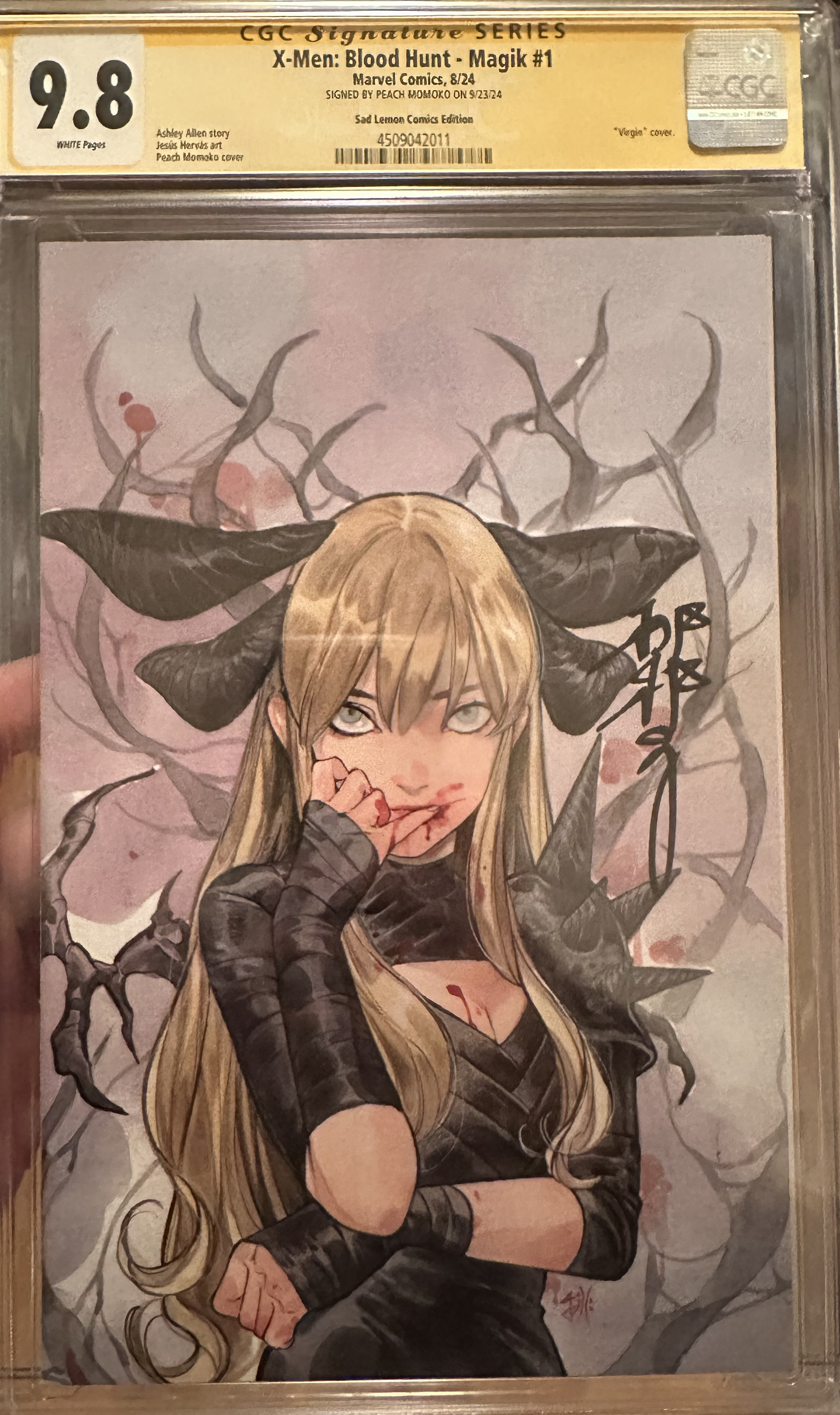 X-Men Blood Hunt: Magik #1 - CGC SS 9.8 - Signed by Peach Momoko X-Men Blood Hunt: Magik #1 - CGC SS 9.8 - Signed by Peach Momoko