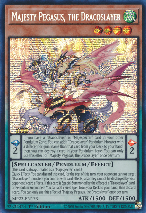 Majesty Pegasus, the Dracoslayer [MP23-EN173] Prismatic Secret Rare