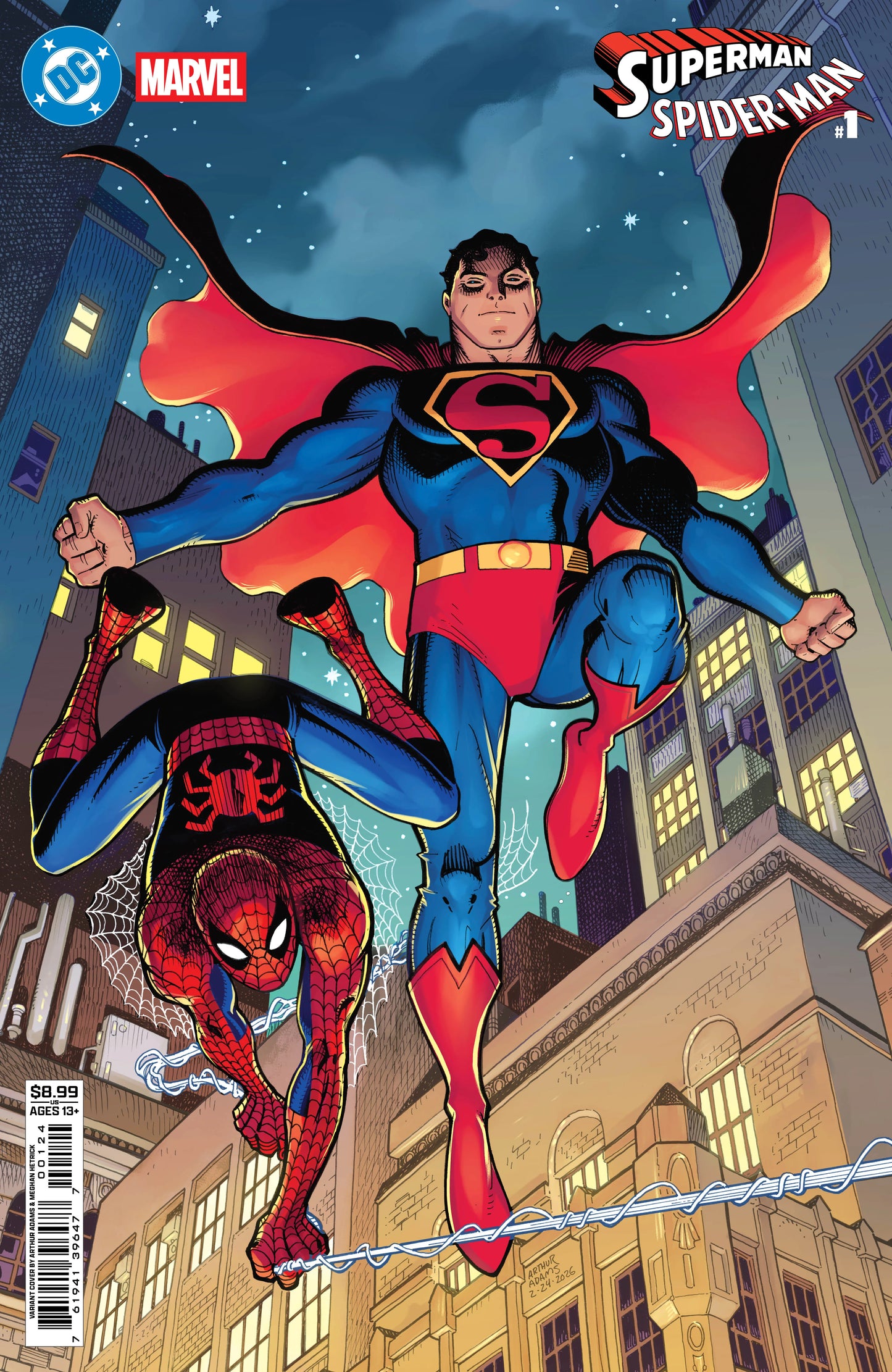 DC MARVEL SUPERMAN SPIDER-MAN #1 (ONE SHOT) CVR L ARTHUR ADAMS CARD STOCK VARIANT