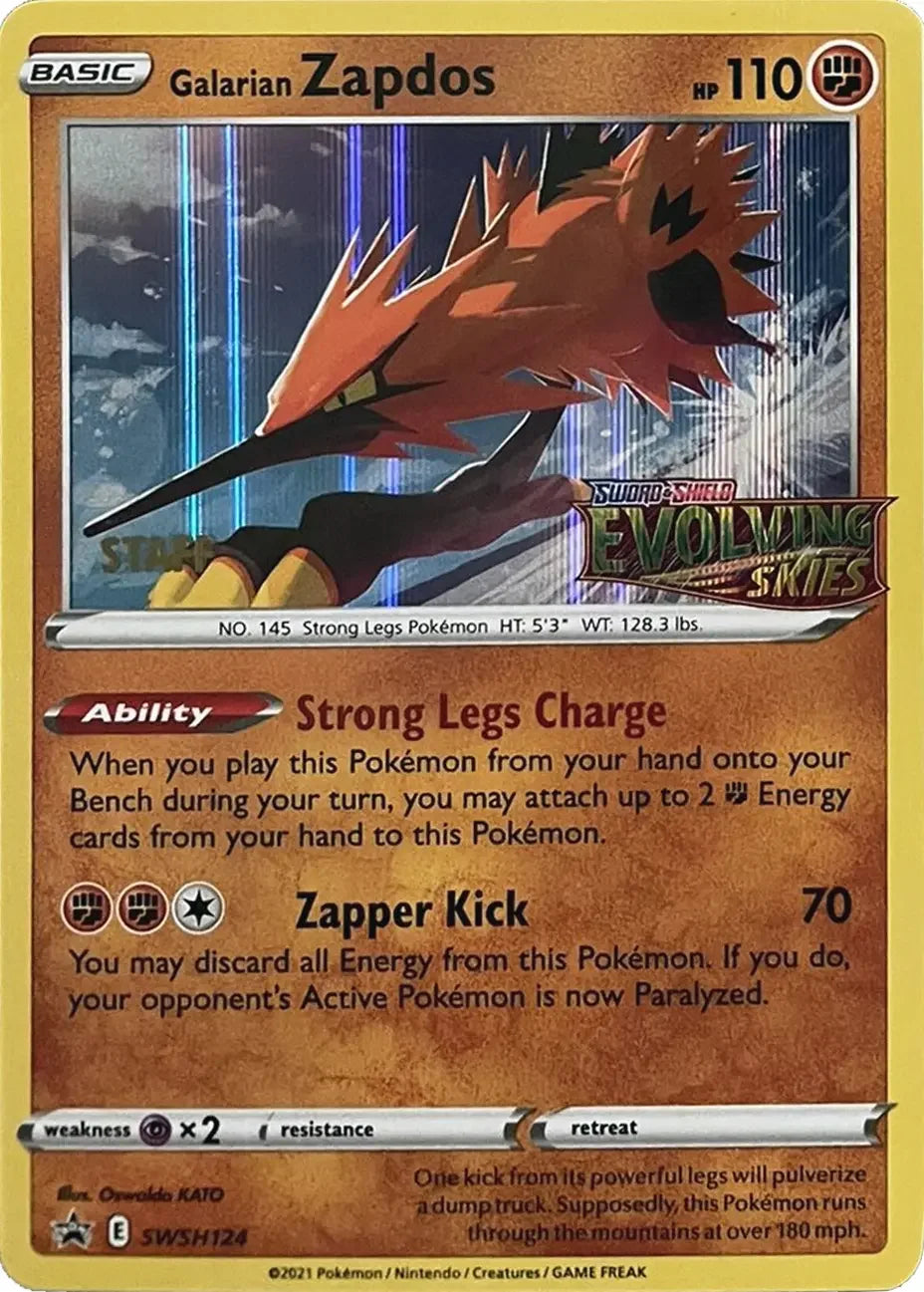 Galarian Zapdos (SWSH124) (Staff Prerelease Promo) [Sword & Shield: Black Star Promos]